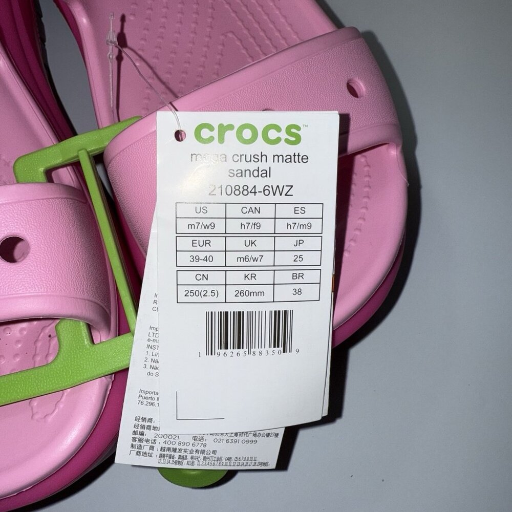 Crocs Mega Crush Women’s Size 9 Platform Sandal Bubble Pink Matte 210884-6WZ NEW - Picture 3 of 8